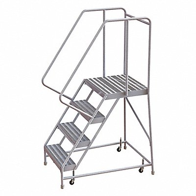 Rolling Ladder 4 Step Aluminum Ribbed