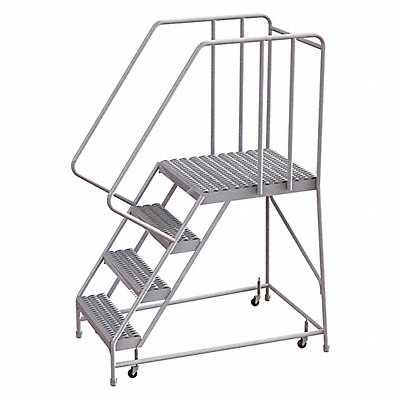 Rolling Ladder 4 Step Aluminum Serrated