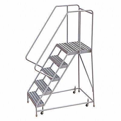 Rolling Ladder 5 Step Aluminum Ribbed