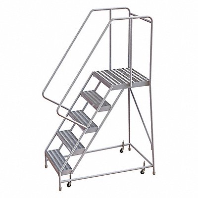 Rolling Ladder 5 Step Aluminum Ribbed