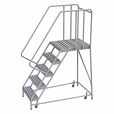 Rolling Ladder 5 Step Aluminum Ribbed