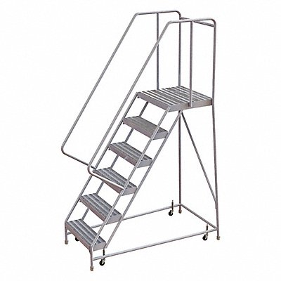 Rolling Ladder 6 Step Aluminum Ribbed