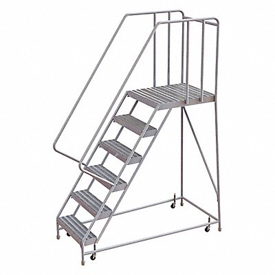 Rolling Ladder 6 Step Aluminum Ribbed