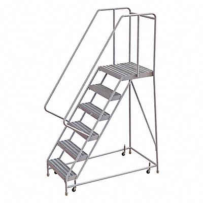 Rolling Ladder 6 Step Aluminum Ribbed