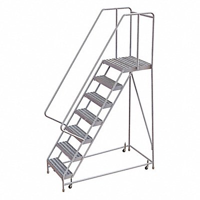 Rolling Ladder 7 Step Aluminum Ribbed