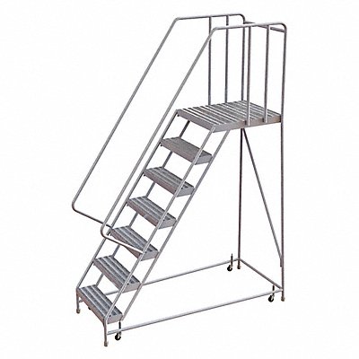 Rolling Ladder 7 Step Aluminum Ribbed