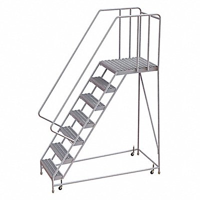 Rolling Ladder 7 Step Aluminum Serrated