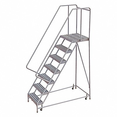 Rolling Ladder 7 Step Aluminum Ribbed