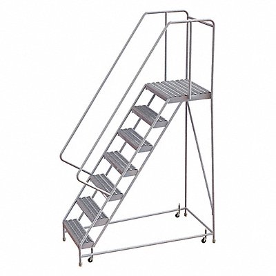 Rolling Ladder 7 Step Aluminum Serrated