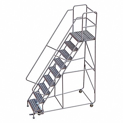 Rolling Ladder 9 Step Aluminum Ribbed