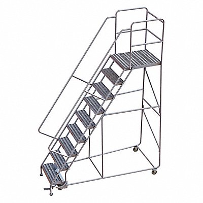 Rolling Ladder 9 Step Aluminum Ribbed