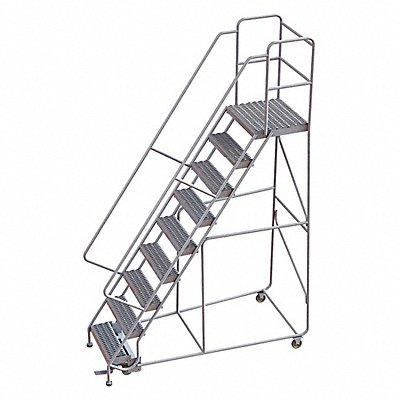 Rolling Ladder 9 Step Aluminum Serrated