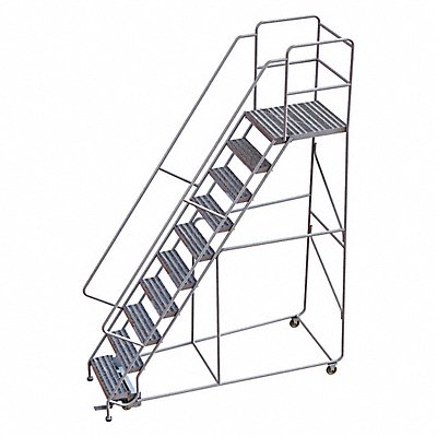 Rolling Ladder 10 Step Aluminum Ribbed