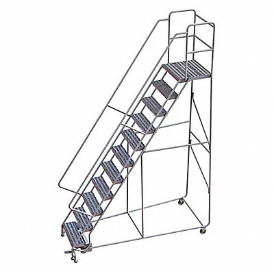 Rolling Ladder 11 Step Aluminum Ribbed