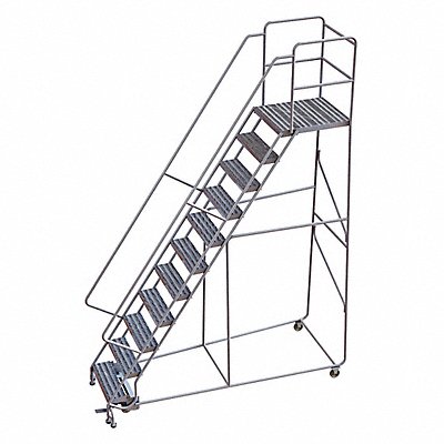 Rolling Ladder 11 Step Aluminum Ribbed