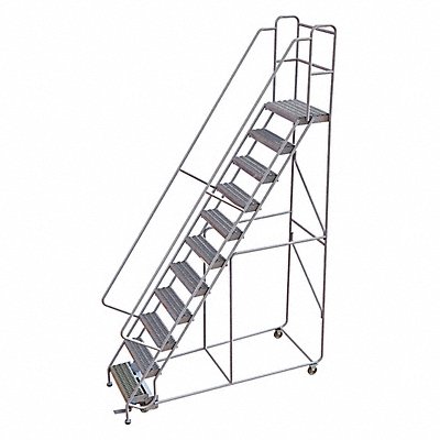 Rolling Ladder 11 Step Aluminum Serrated