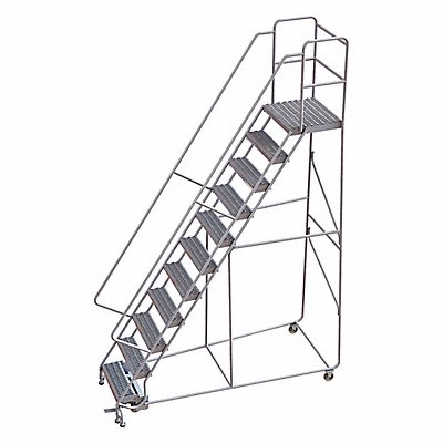 Rolling Ladder 11 Step Aluminum Serrated