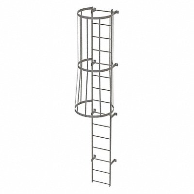 Fixed Ladder w/ Safety Cage Steel 14 ft.