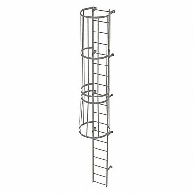 Fixed Ladder w/ Safety Cage Steel 18 ft.