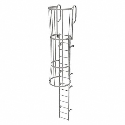 Fixed Ladder w/ Safety Cage Steel 13 ft.