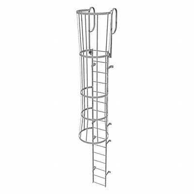 Fixed Ladder w/ Safety Cage Steel 15 ft.