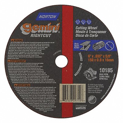 CutOff Whl Gemini 6 x.035 x5/8 10185rpm