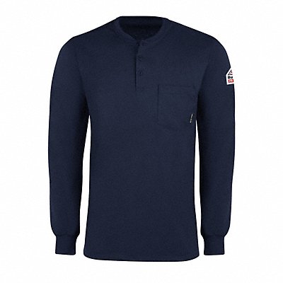 D1302 FR Lng Sleeve Henley Shirt Nvy XL Button