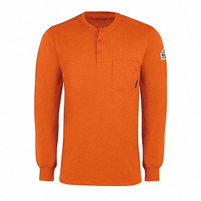 D1302 FR Lng Slv Henley Shirt Orange XL Button