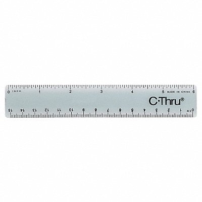 Ruler Plastic Lined 16ths 6in Smoky Gray