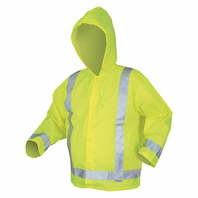 Rain Jacket w/Hood Hi-Vis Ylw/Green XL