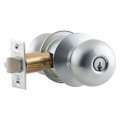 Plym Knob Entrance Lock Satin Chrome