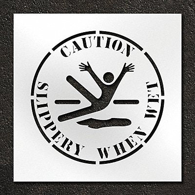 Stencil Caution Slippery When Wet 24 in