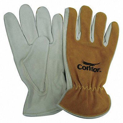 H6336 Leather Gloves Brown/White L PR