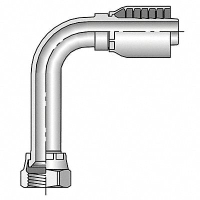 Crimp Fitting 90 Deg 1-1/4 I.D. F JIC