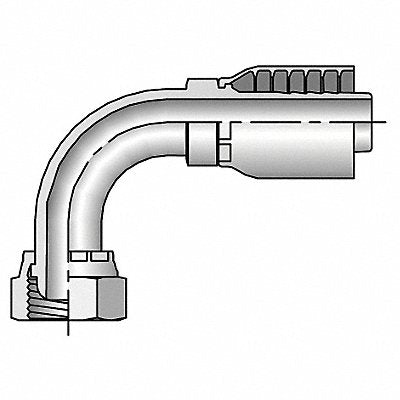 Crimp Fitting 90 Deg 1 I.D. F Metric