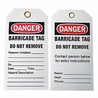 Caution Tag 5 3/4in H 3in W Polyest PK25