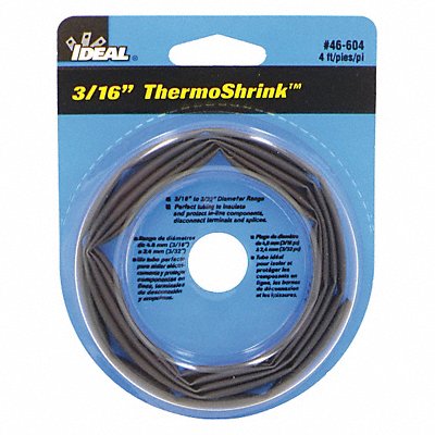 Shrink Tubing 4 ft Blk 0.205 in ID PK5