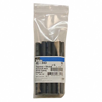 Shrink Tubing 6 in Blk 0.4 in ID PK10