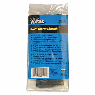 Shrink Tubing 6 in Blk 0.807 in ID PK5