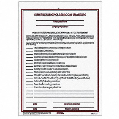 Trng Certificate Workplace Safety PK50