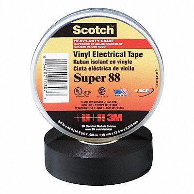 Elec Tape 66 ft Lx3/4 in W 8.5 mil Black