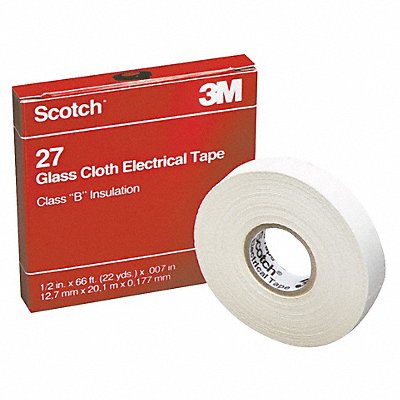 Elec Tape 66 ft Lx1/2 in W 7 mil White