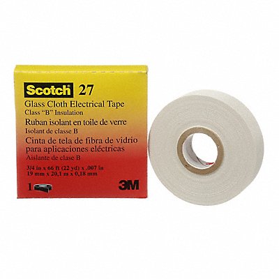 Elec Tape 66 ft Lx3/4 in W 7 mil White