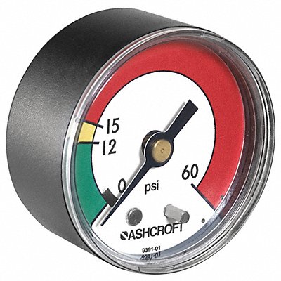 Pressure Gauge 0 to 60 psi 2In 1/8In NPT