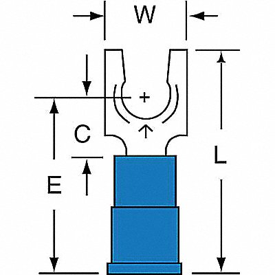 Fork Terminl Lockng #10 Stud Blue PK1000