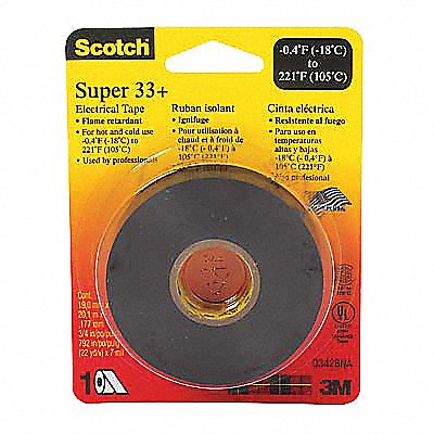 Elec Tape 44 ftLx3/4 W 7 mil Black PK100