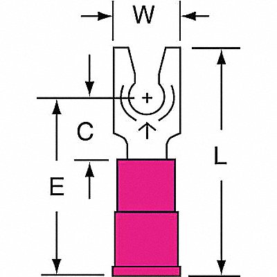 Fork Terminal Lockng #6 Stud Red PK1000