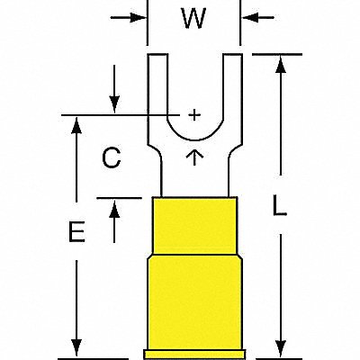 Fork Terminl Block #10 Stud Yellow PK500
