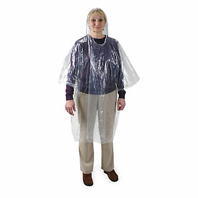 Rain Poncho Disposable Clear 40 L PK24