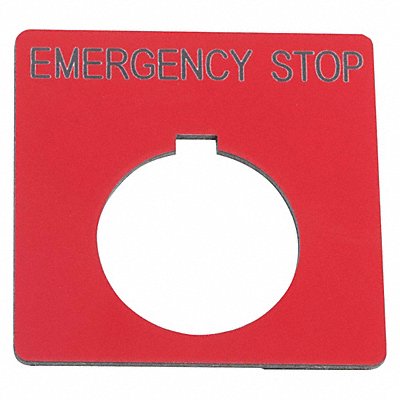 Legend Plate Square Emergency Stp Blk/Rd